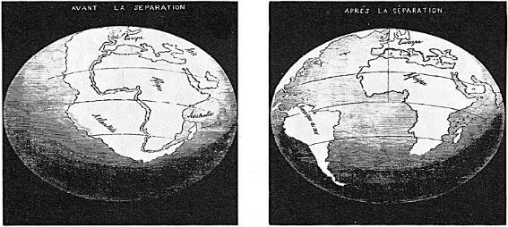 3. (Pucpr 2015) O desenho abaixo é do geógrafo francês Antônio Pellegrini, que, em 1858, ilustrou os dois mapas.