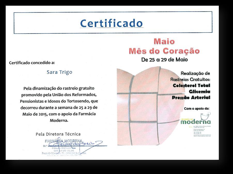 Anexo XI- Certificado de participação na organização do rastreio de Podologia.