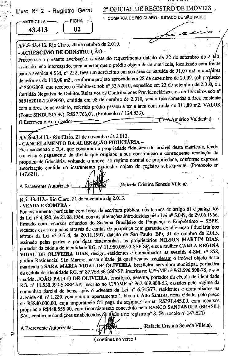 DOCUMENTAÇÃO Cliente CPF Ana Carolina de Castro Dias 371.488.798-92 Endereço nº Complemento Av.