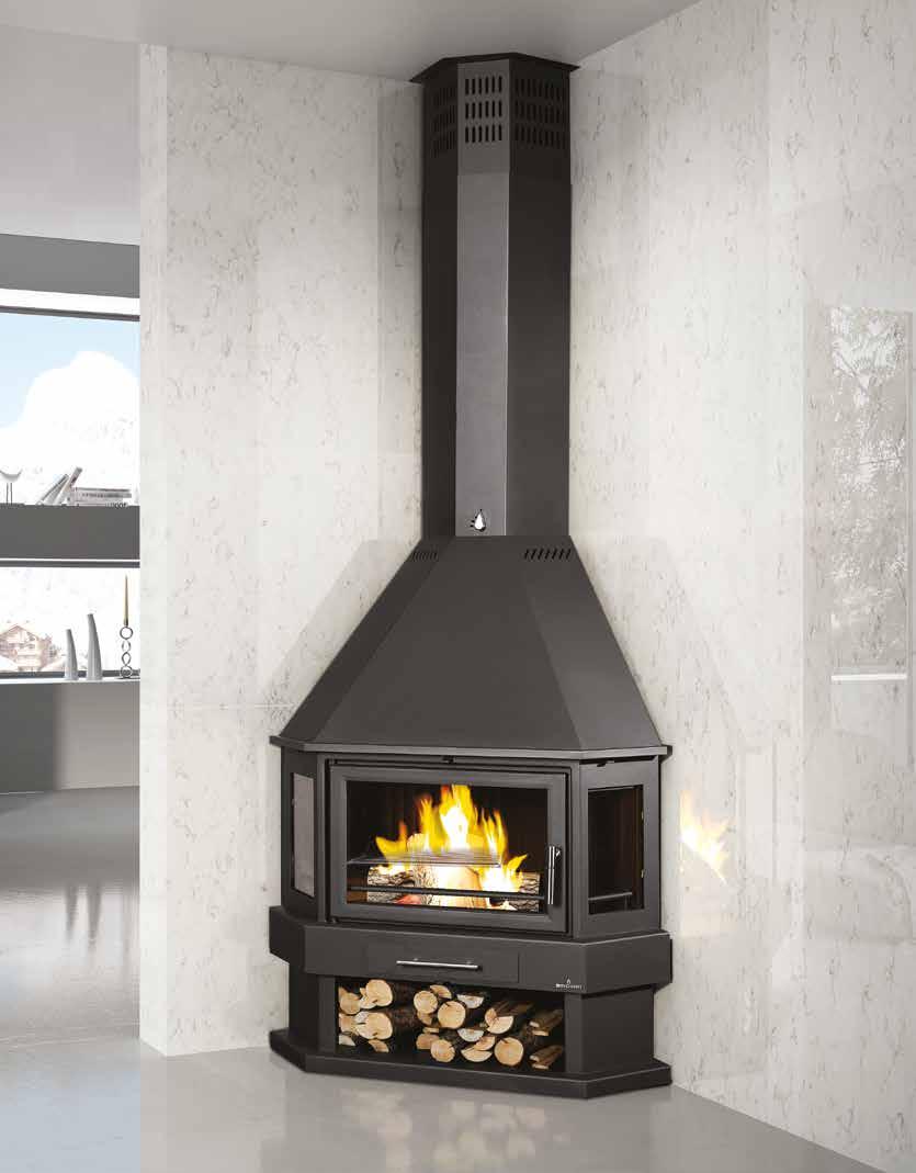 pr16510 13240 DIN Plus SDC SCL Chimenea de rincón con laterales en cristal vitrocerámico Corner fireplace with vitro ceramic glass sides Lareira de canto com laterais em vidro vitrocerâmico LORCA-R