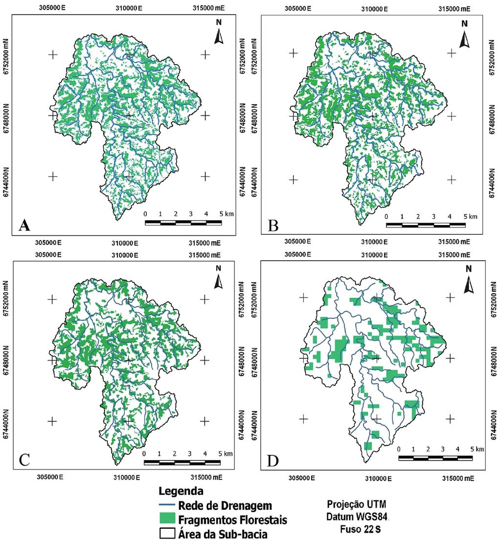 Análise da Fragmentação Florestal em Áreas do Bioma Mata Atlântica a Partir de Diferentes Sistemas Sensores do resultado final das imagens classificadas.