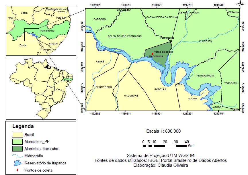 45 Figura 3 Mapa da localização da área de estudo, às margens do reservatório de Itaparica, na bacia do rio São Francisco. Fonte: Oliveira (2016