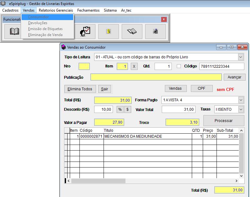 controle interno do sistema 5.) Aba VENDAS (Menu principal) 5.