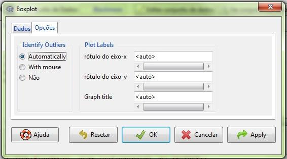 6.5 Boxplot A janela retornada pelo comando Boxplot possibilita separar os boxplots por grupos, inserir