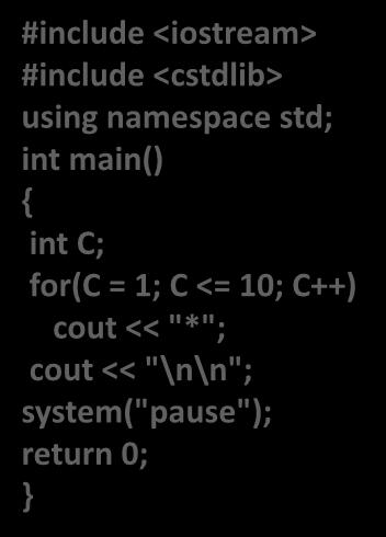 main() { int C; for(c = 1; C <= 10; C++)