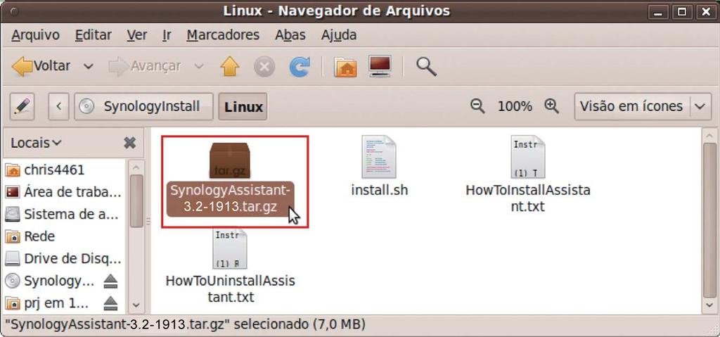 utilizando o GUI: 1 Aceda a /usr/local e /usr/local/bin e elimine as seguintes pastas (se existirem): Synology, SynologyAssistant 2 Introduza o