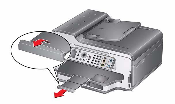 Impressora Multifuncional KODAK ESP série 9200 8. Puxe o extensor da bandeja de saída até que ele esteja totalmente estendido. 9. Levante a trava do papel.