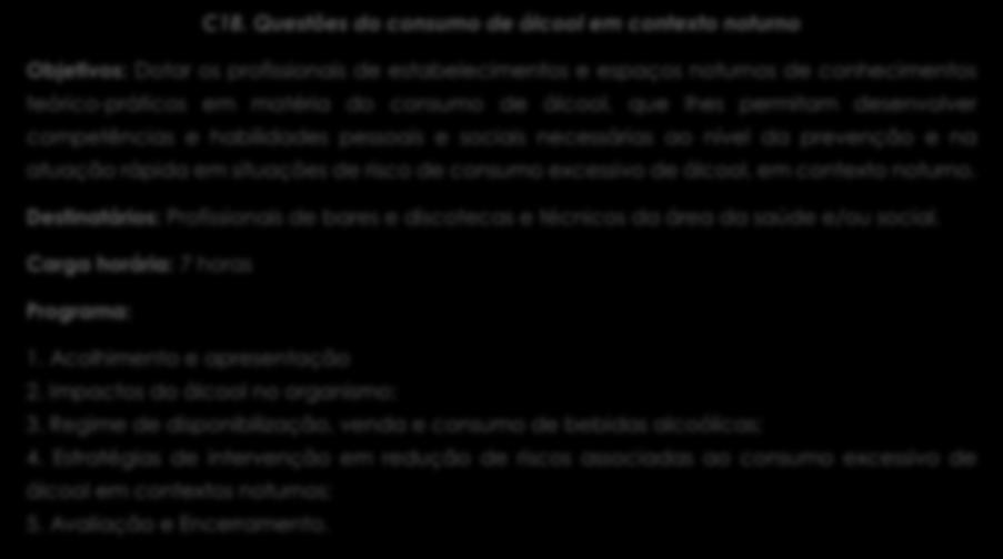 PLANO DE FORMAÇÃO EM COMPORTAMENTOS ADITIVOS E DEPENDÊNCIAS (CAD) 2015-2016 18.