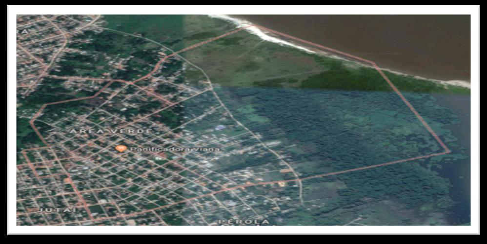 Figura 1: Mapa da localização da área de estudo: Bairro: Área-verde- Santarém/Pa. Fonte: Google Earth, 2018.
