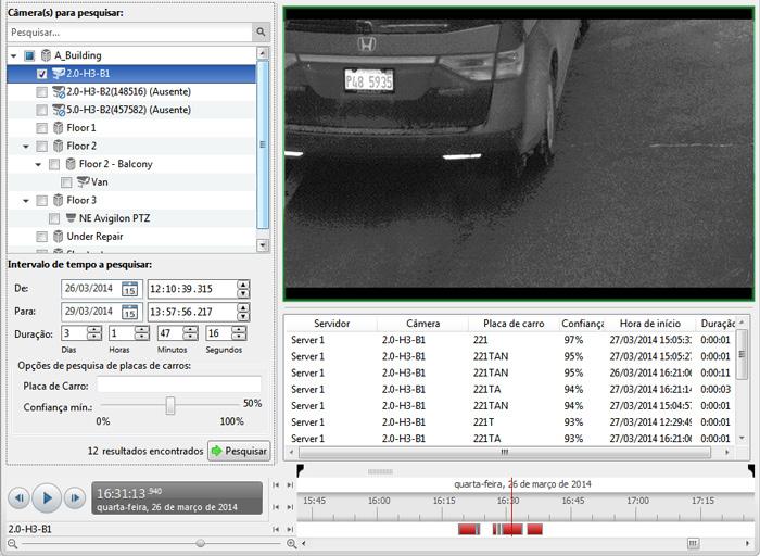 Pesquisar Fazendo uma Pesquisa de Placa de Carro A Pesquisa de Placa de Carro permite que você procure por placas de carros detectadas. 1.