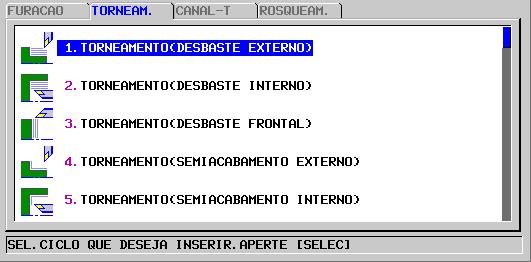 1 - CICLOS DE TORNEAMENTO 1.1 - ACESSAR A PÁGINA DE CICLOS DE TORNEAMENTO: Acessar o programa desejado. Acionar a tecla EDIT Posicionar o cursor no bloco onde deseja-se inserir o ciclo.