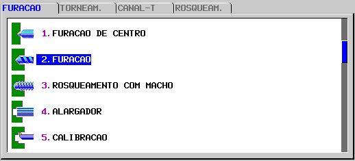 2 - CICLOS DE FURAÇÃO: 2.1 - ACESSAR A PÁGINA DE CICLOS DE FURAÇÃO: Acessar o programa desejado. Acionar a tecla EDIT Posicionar o cursor no bloco onde deseja-se inserir o ciclo.