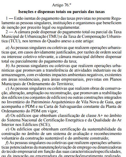 REGULAMENTAÇÃO Redução de Taxas Urbanísticas