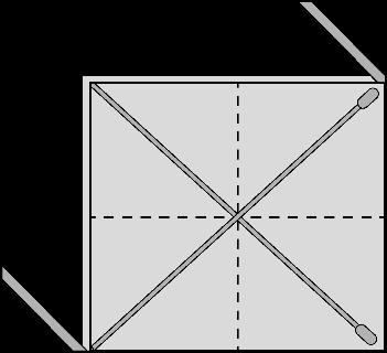 Se a instalação for em diagonal, trace duas linhas diagonais a partir do ponto de intersecção, dividindo o ângulo de 90º a meio A intersecção das linhas deve