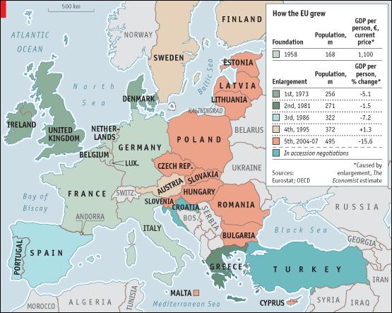 Ampliação da União Européia (1/4) Human Development Index* GNP per capita Country 1995 2005 2005 2007 Ireland 0,898 0,959 38693 45027 Sweden 0,935 0,956 32298 36603 Netherlands 0,934 0,953 35111