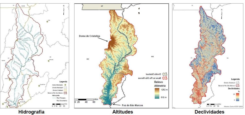 Bacia Hidrográfica do Rio São Marcos Relevo heterogêneo: Chapadões e vales abertos em suas porções mais altas, ideais para a agricultura