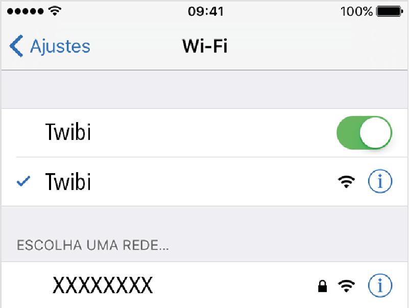 3.2. Conecte seu smartphone ao Twibi Para iniciar a configuração do Twibi é necessário conectar primeiro na sua rede Wi-Fi, para isso vá até a lista de redes Wi-Fi do seu dispositivo e procure pela