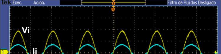 entre a 2ª e a 50ª ordens apresentam valores bastante reduzidos, de acordo com a Figura 5.41 e a Figura 5.42. Figura 5.40 Tensão e corrente de entrada no conversor boost operando com controle ciclo a ciclo.