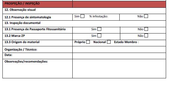 7 Procedimentos Fichas de registo As ações de prospeção deve ser