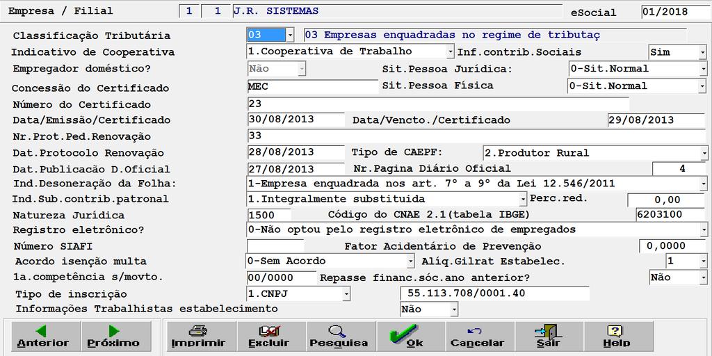 - Na próxima tela, preencha os campos de acordo com os dados