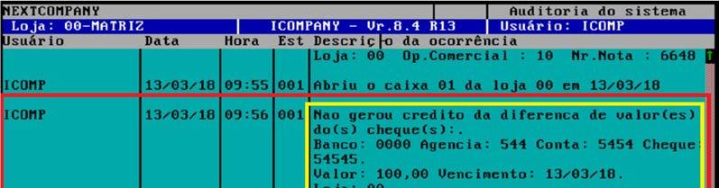 Adicionar as seguintes ações na auditoria do sistema: Na devolução de venda de