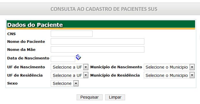 A tela para pesquisa do usuário SUS será exibida, a primeira pesquisa será realizada na base do próprio SISREG, caso ele retorne nenhum registro você terá a