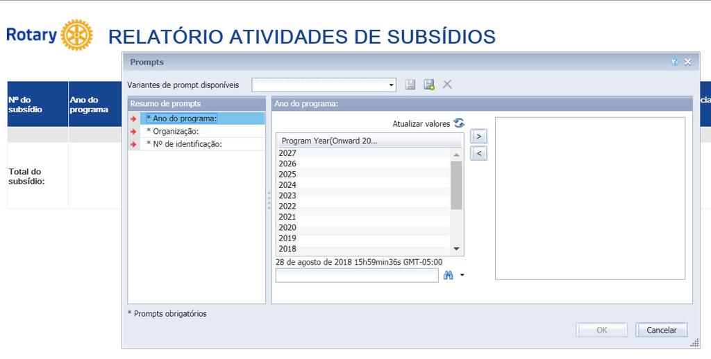 Atividades de subsídios Use este relatório para obter informações detalhadas sobre subsídios de