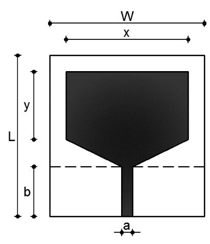 Capítulo 5 (a) (b) Figura 5.16 Detalhe das dimensões da antena (a) vista superior (b) vista posterior.