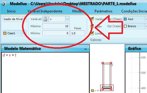 Clique na parte branca na janela de modelo matemático. 6- Clique em play, no canto esquerdo inferior. a. O que aconteceu? 7- O gráfico mostrado é posição x tempo. a. O que representa o 50, na equação inicial?