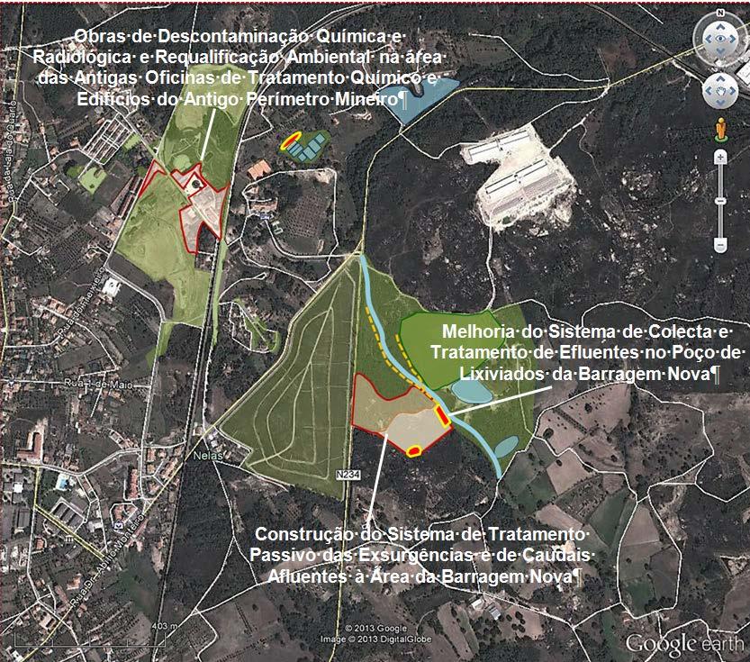 Senhorim, que tem cerca de 5 000 habitantes. A vila de Nelas dista cerca de 4 km e situa-se a ENE da área mineira.