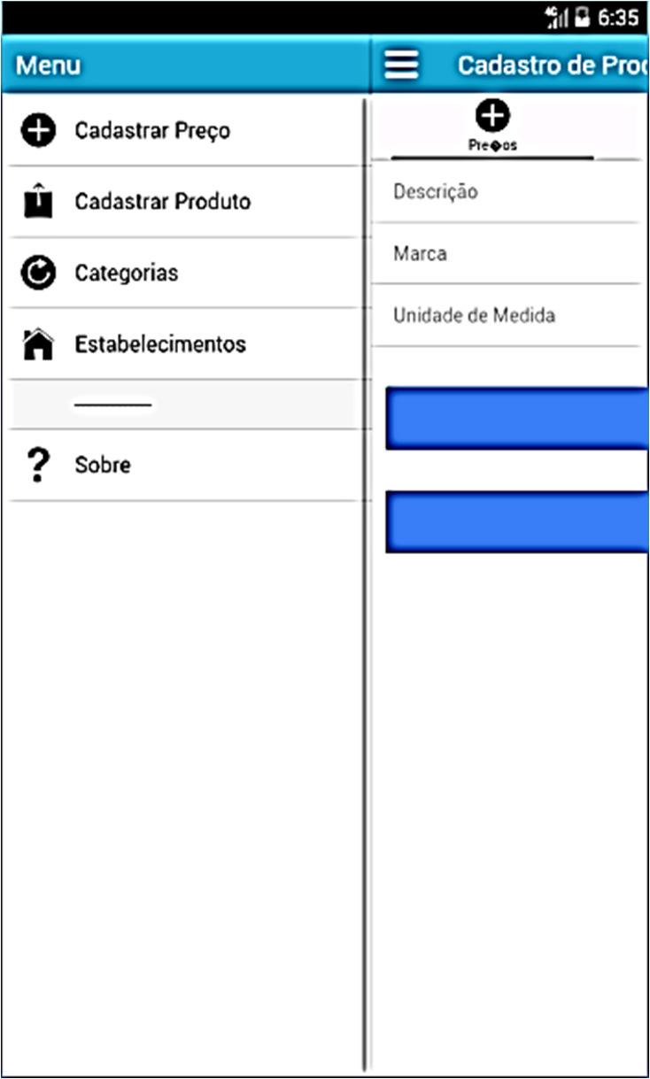 todas as plataformas. Na Figura 17, um vislumbre da interface na plataforma Android, exibindo o menu de opções do aplicativo fechado e aberto.