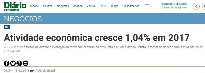 2.2 Índice de Atividade Econômica do Banco Central - Ceará (IBCR-CE) Considerando o acumulado do ano de 2017, em comparação com o acumulado do ano de 2016, tomando-se