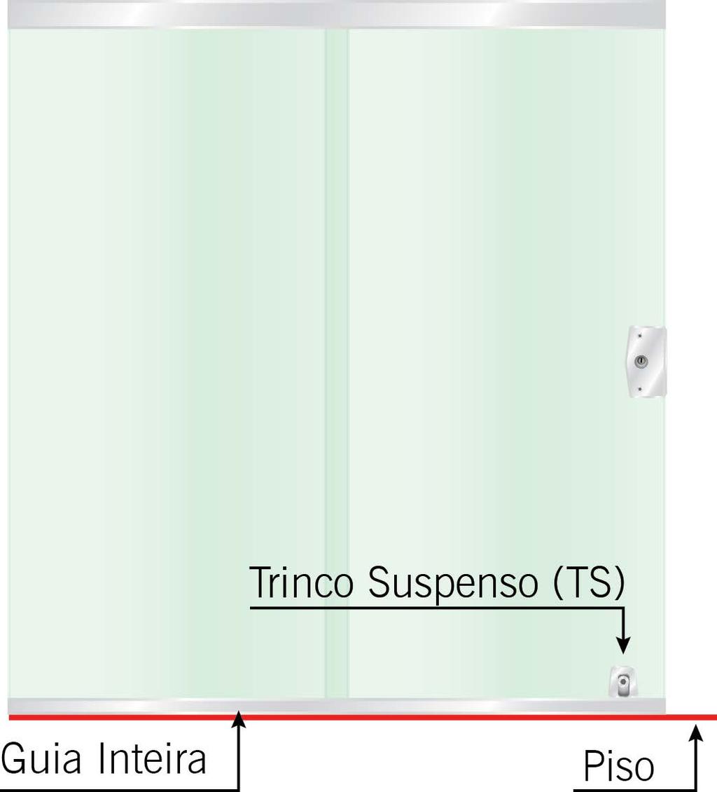 Sobre Trincos Quando o trilho não for embutido, deverá ser informado no projeto se a guia é inteira ou interrompida para o posicionamento de trincos, quando não informado será posicionado trinco para