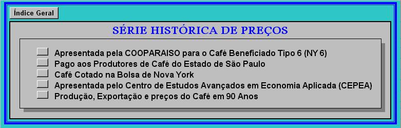 100 Cada botão de comando do índice geral (Figura 7), respectivo aos arquivos de utilização, possibilita a entrada em um outro índice semelhante ao da Figura 8.