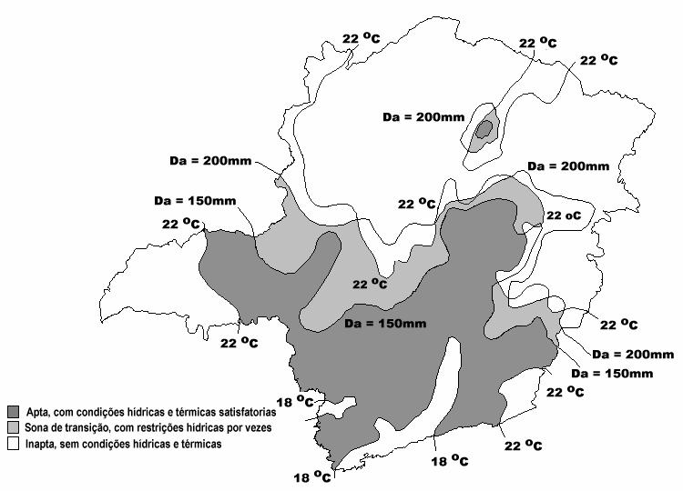 8 Figura 1 Zoneamento agroclimático para a cultura do café arábica no Estado de Minas Gerais, realizado por Antunes (1978).