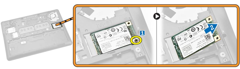 Como remover a placa do SSD msata 1 Siga os procedimentos descritos em Antes de trabalhar na parte interna do computador.