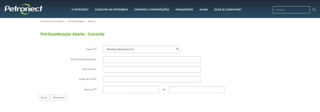 I. Cosultar Pré-qualificação área pública Como acessar a funcionalidade na área pública 4. Selecione a Empresa ; 7.