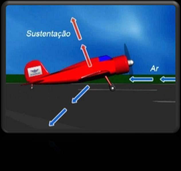 Asas dos aviões e planadores desviam o ar para baixo criando uma reação aerodinâmica para cima, denominada sustentação.