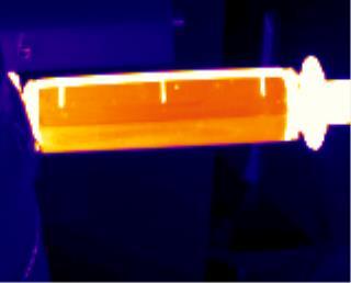 7 (a) Imagem térmica do aparato quente sem TEG e com mola; (b) Aparato quente sem os TEG Nos