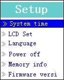 escolha Definições (Setup) usando a tecla / e depois pressione