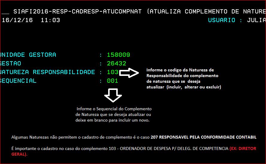 4.1 DETALHAMENTO DAS OPÇÕES DA TELA DE CONSULTA (TELA 03) a) PF2=DET: Esta opção irá detalhar dados do agente, nome e endereço constantes no cadastro de CREDOR.