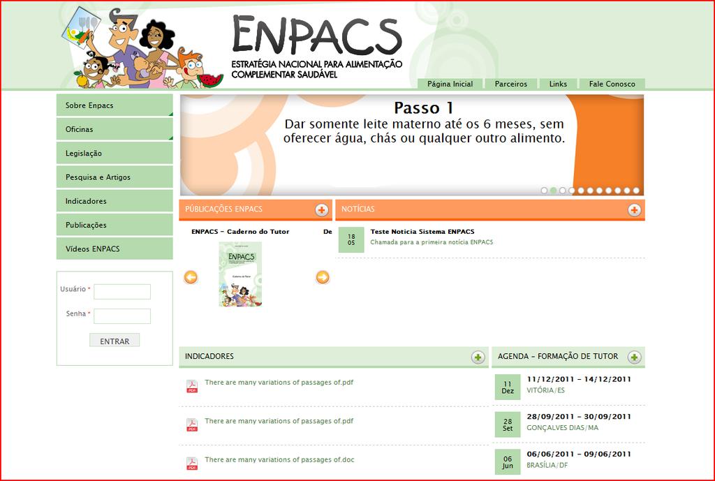 Site da ENPACS e Sistema de