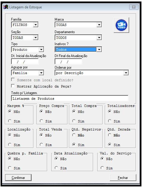 Realizamos correção nos filtros, e agora produtos inativos serão listados quando o campo Inativos estiverem preenchidos como TODOS e