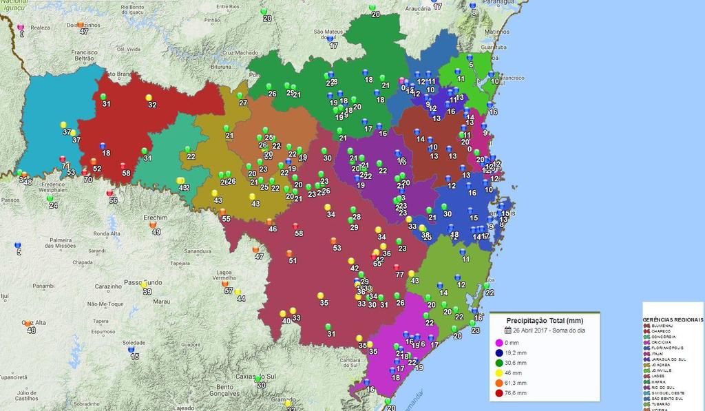 Governo do Estado de Santa Catarina Secretaria de Estado da Agricultura e da Pesca Empresa de Pesquisa Agropecuária e Extensão Rural de Santa Catarina 9 Figura 4 Total de precipitação acumulada em 24