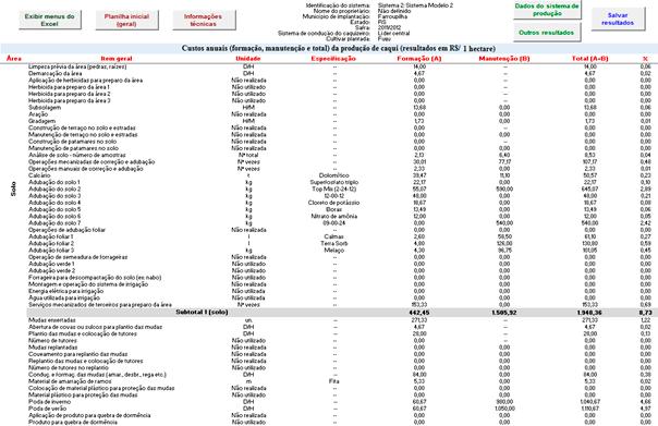 10 GestFrut_Caqui: Sistema para Avaliações Econômico-financeiras da Produção de Caqui Entrada de dados, pode-se, também, abrir a janela que permite acessar qualquer uma das telas de dados já