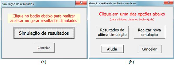 Caso as variações discutidas tenham sido definidas corretamente, ao se clicar no botão de simulação, abrirá a janela visualizada na Figura 21a, por meio da qual