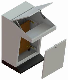 Mesa de Comando - MCF 2 15 CARACTERÍSTICAS: Estrutura/porta em chapa de 1,5mm de espessura; Tampas em chapa de 1,25mm de espessura; Base em chapa de 1,90mm de espessura; Placa de montagem em chapa de