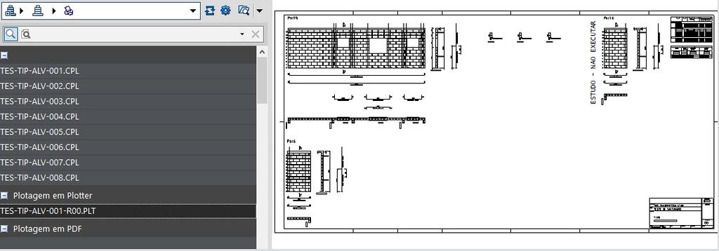 Agora já foi gerado o arquivo 000101.PLT, que pode ser plotado no plotter. Podemos também plotar a planta em desenho para podermos exportar para outros formatos: 1.
