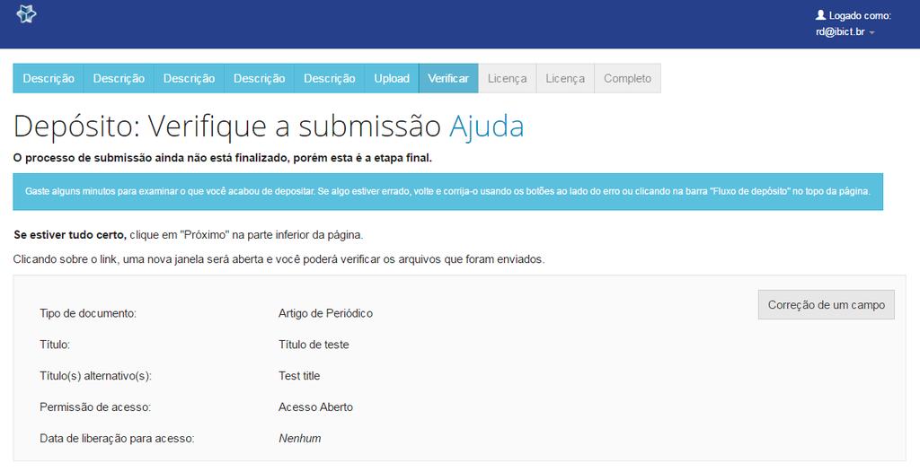 31. Certifique-se que o arquivo carregado para o depósito é o correto. Para verificar o conteúdo do arquivo, clique no nome do arquivo e faça o download.