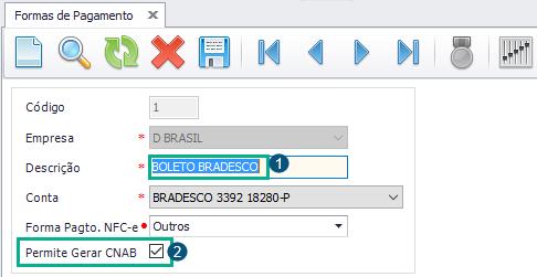 Configuração 1: gera arquivo CNAB no Faturamento Nesta configuração, demonstra-se que quando o segundo dígito estiver configurado com